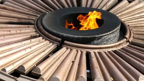 Eternal Flame Closeup in the Park of Glory Stock Footage 100962570