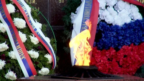 Eternal flame to heroes of second defense of Sevastopol. Stock Footage 106062424