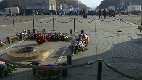 Eternal Flame Inside The Arc De Triomphe In Paris, France Stock Footage 158599584