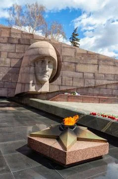 The eternal flame at the memorial complex in Samara, Russia Stock Photos