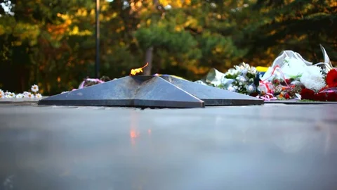 Eternal flame. Memorial Day Stock Footage 70357649