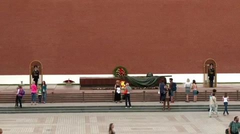 Eternal flame in memory of victims in the world war, Kremlin Moscow, Russia Stock Footage 52525798