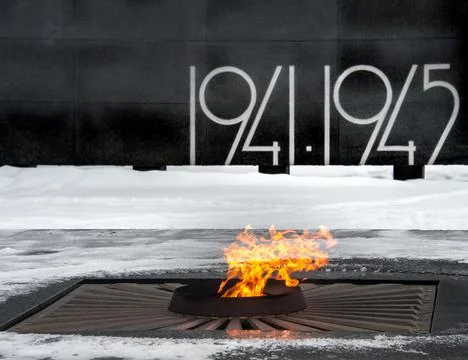 Eternal Flame in memory of WWII Stock Photos
