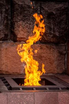 Eternal flame, monument close-up. in memory of the fallen soldiers Stock Photos
