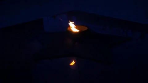 Eternal flame at night Stock Footage 108197063