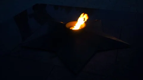 Eternal flame at night Stock Footage 108197067