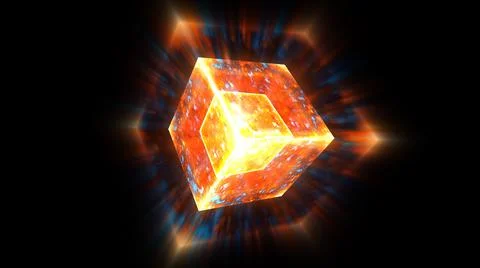 Eternal flame power overwhelming cube mystery core full energy surface and bl Ilustración de archivo