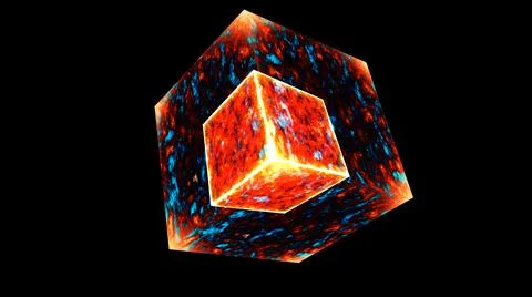 Eternal flame power overwhelming cube mystery energy surface and powerful ete 库存插图