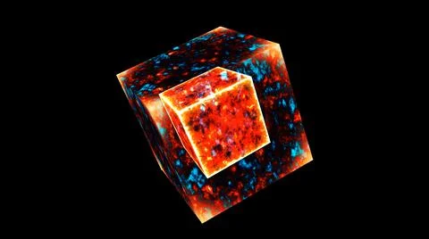 Eternal flame power overwhelming cube mystery energy surface and powerful ete 库存插图