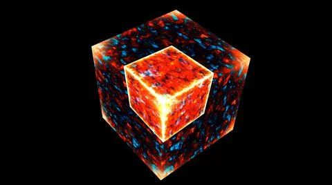 Eternal flame power overwhelming cube mystery energy surface and powerful ete Illustrazione stock