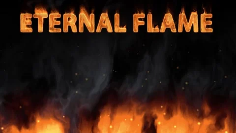 Eternal Flame Text Animation with Ground Fire and Rising Smoke Stock Footage 345313766