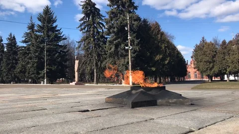 Eternal flame of War memorial in memory of the Second World War and the Great Video stock 126926496