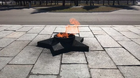 Eternal flame of War memorial in memory of the Second World War and the Great 스톡 동영상 128730818