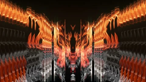 Eternal Gate Fire of King - flame motion background wings Video Art VJ Loop Stock Footage 144999531