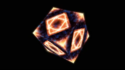 Eternal magic flame cube empty core energy surface and fast release energy Stock Footage 146307199