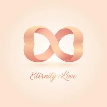 Eternity love vector logo. Wedding vector illustration. Pink connected hearts 스톡 일러스트