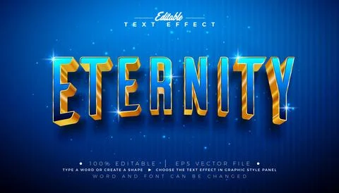 Eternity Text Effect Design Editable Vector Graphic Style with Gold Framed 3d Stock Illustration