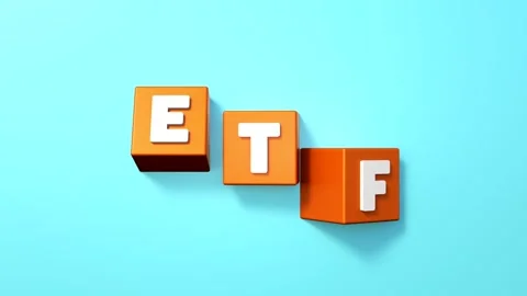 ETF exchange-traded fund symbol on orange colored cubes. Stock Footage 345984997