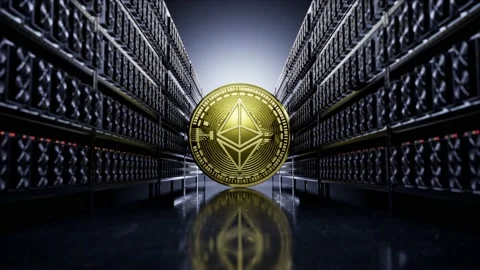 ETH ethereum cryptocurrency mining 4k video footage Stockbeeldmateriaal 152727999