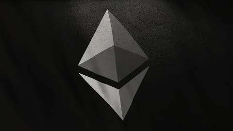 ETH Ethereum Icon Logo on Full-Frame Black Flag Banner Background Stock Illustration