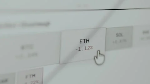 ETH percentage change, decrease of 1,12 percent Stock Footage 331145024
