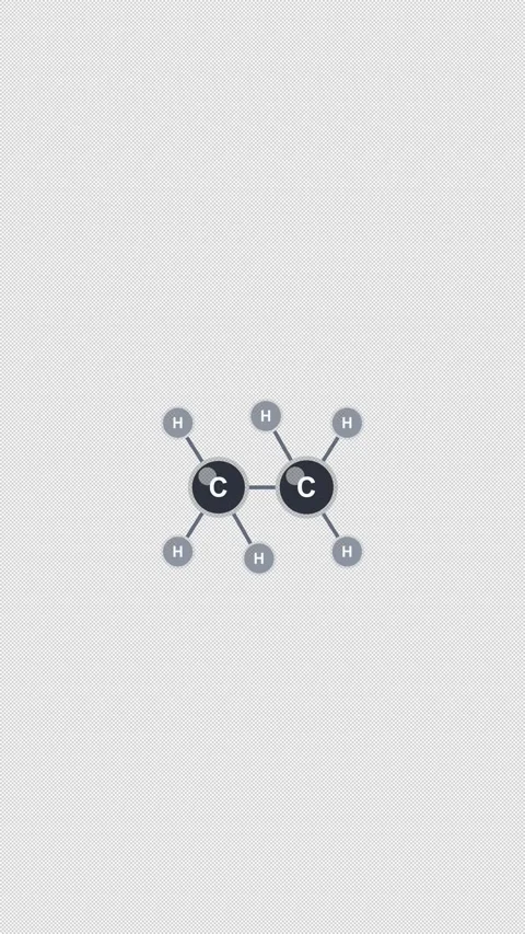 Ethane C2H6 Ball And Stick Model Clean No Text Alpha 4K Vertical 9x16 Light Stock Footage 339506657