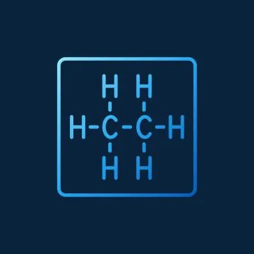 Ethane chemical structure vector linear colored icon or symbol Stock Illustration