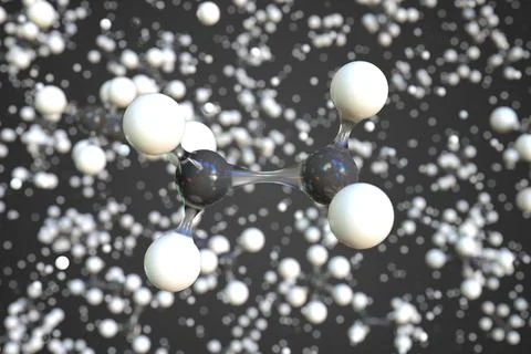 Ethane molecule, conceptual molecular model. Chemical 3d rendering Stock Illustration