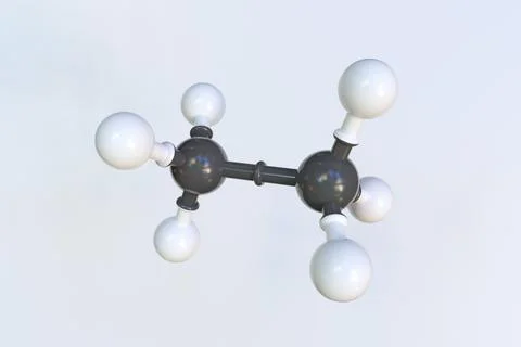 Ethane molecule, isolated molecular model. 3D rendering Stock Illustration