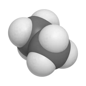 Ethane natural gas component, molecular model Stock Illustration