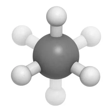 Ethane natural gas component, molecular model Stock Illustration