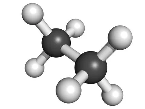 Ethane natural gas component, molecular model Stock Illustration