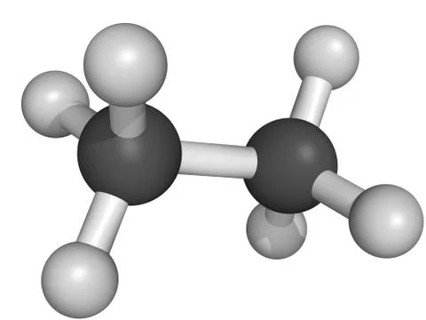 Ethane natural gas component, molecular model Stock Illustration