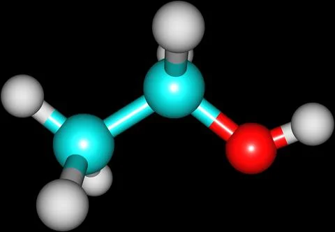 Ethanol molecular structure isolated on black Stock Illustration