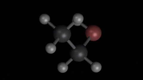 Ethanol molecule 3D building and rotating on black, 4K scientific loop Vídeos de archivo 344702021