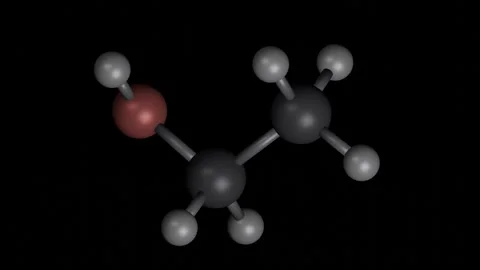 Ethanol molecule rotating 3D model, 4K scientific visualization loop Vídeos de archivo 344702027