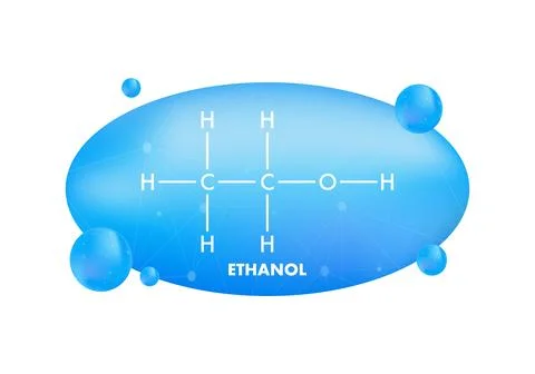 Ethanol molecule structure with blue spherical background Stock-Illustration