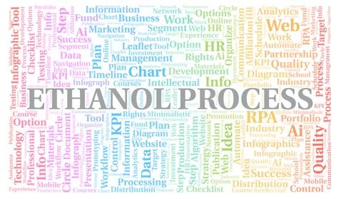 Ethanol Process typography word cloud create with the text only. Stock Illustration