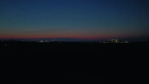 Ethanol &amp; Soybean Processing Plants Glowing at Blue Hour Over the Great Plains Stock Footage 337435291