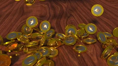 Ether Coin Drop Stock Footage 89372564