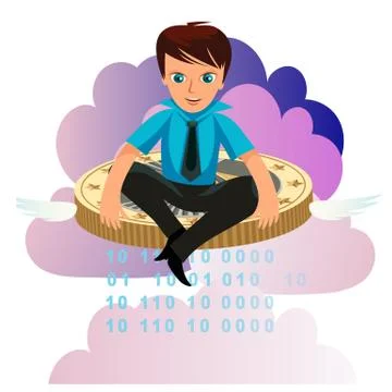 Ether cryptocoin mining flat poster Illustrazione stock