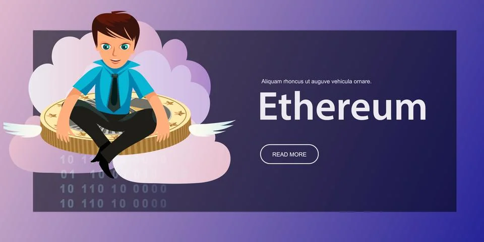 Ether cryptocoin mining flat poster Illustrazione stock