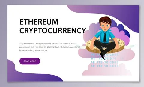Ether cryptocoin mining flat poster Illustrazione stock