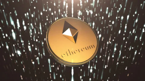 Ether cryptocurrency coin rotating. Stock Footage 212140609