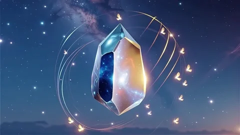 Ethereal Blue Gemstone with Flowing Light Trails and Cosmic Dust 4K Loop 库存影片 331927191