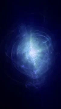 Ethereal blue light explosion forming a nebulous glowing sphere in dark spa.. Illustrazione stock