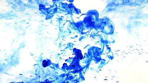Ethereal Blue Symphony: Abstract Streams of Ink Dissolving in Water Video stock 240985909