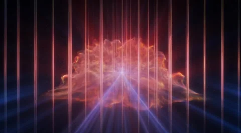 Ethereal cloud formation behind vertical glass bars Stock Footage 331461645