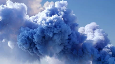 Ethereal cloud of white and blue smoke floating gracefully Stock Footage 316822847