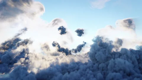 Ethereal cloudscape abstract scene revealing Smiley face shaped clouds - Stock Footage 149468909